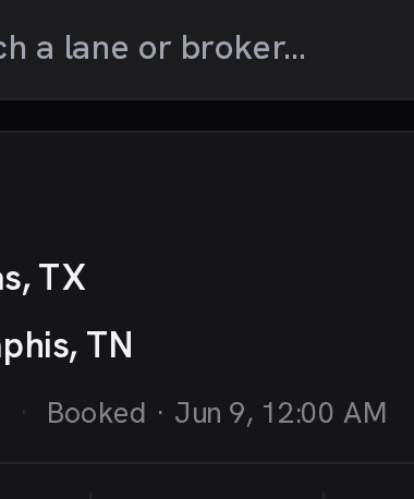Sample load history in the TruckerProfits app, using seeded lanes